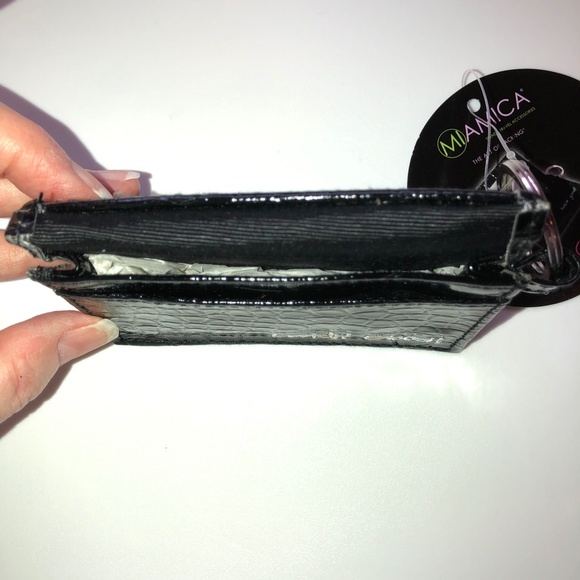 🎉2xHP🎉 MIAMICA Lookin' Good Card, Mirror Keychain Case Wallet Patent Croc NWT - Picture 4 of 8